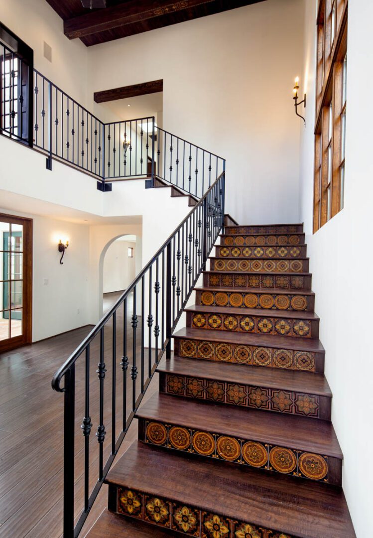 Inside graphic image of a house with designer stairs